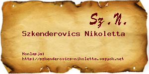 Szkenderovics Nikoletta névjegykártya